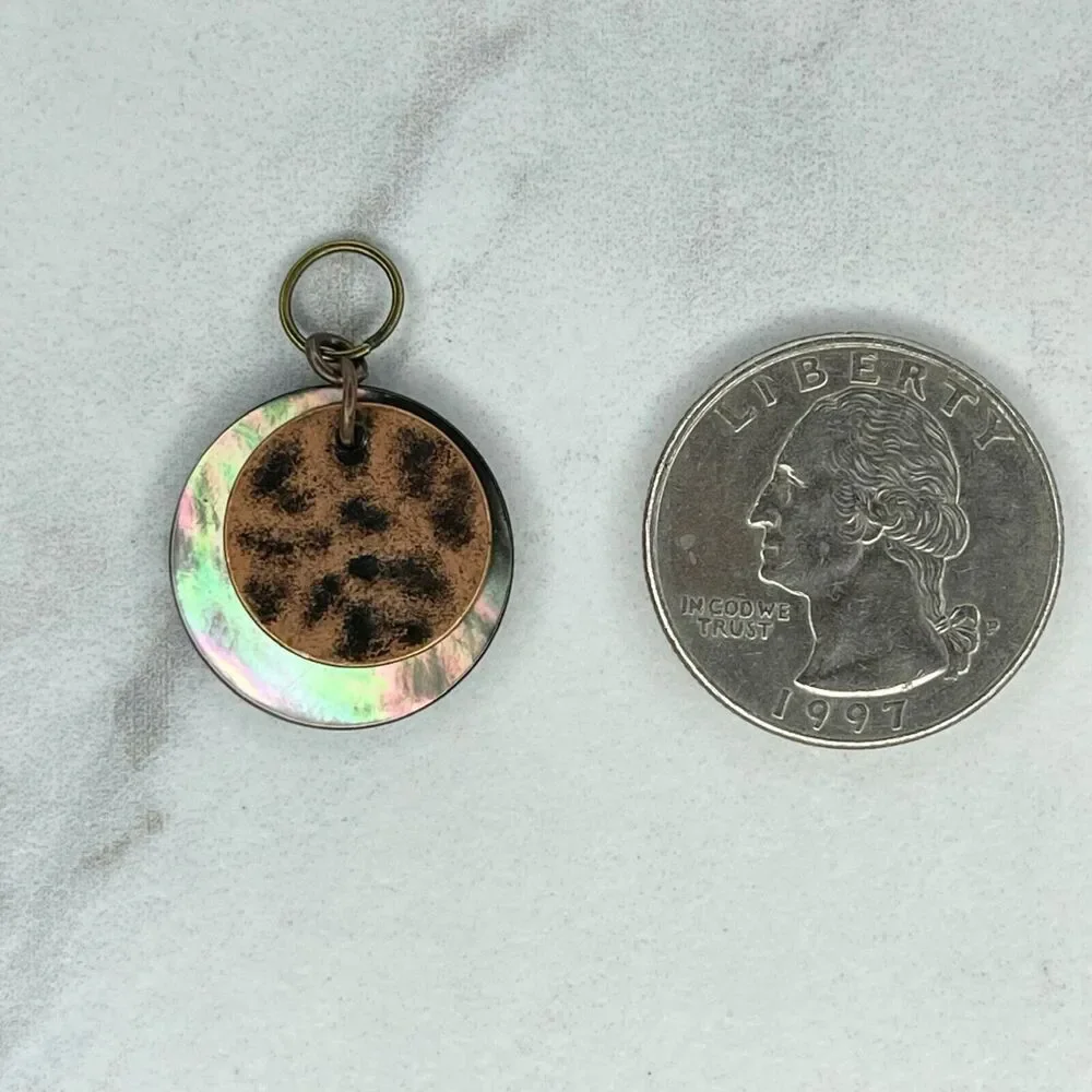 Hammered Metal Abalone Shell Upcycled Pendant Charm